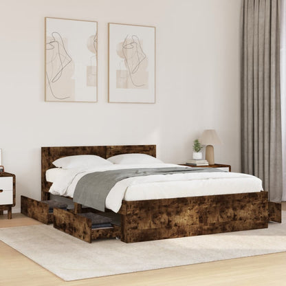 Giroletto con Testiera Rovere Fumo 120x190 cm Legno Multistrato