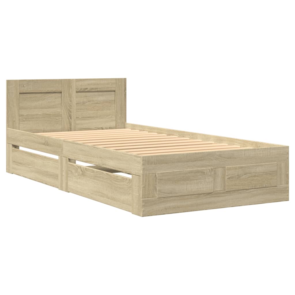 Giroletto con Testiera Rovere Sonoma 90x190cm Legno Multistrato | homemem39