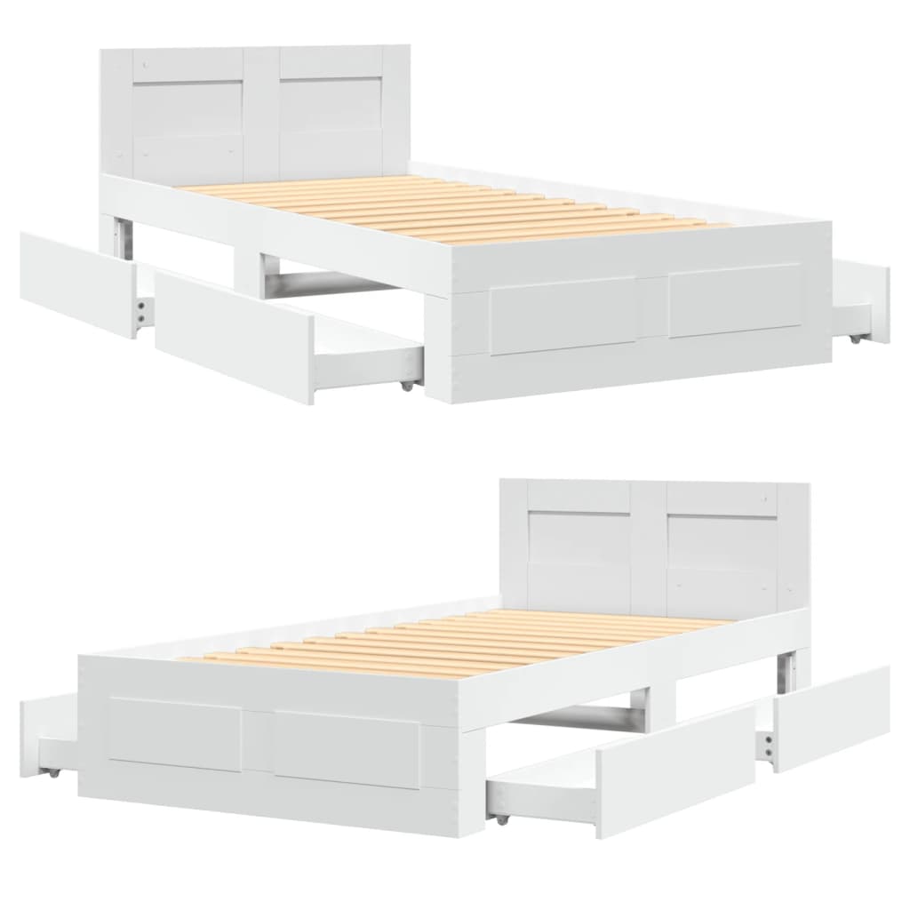 Giroletto con Testiera Bianco 75x190 cm in Legno Multistrato