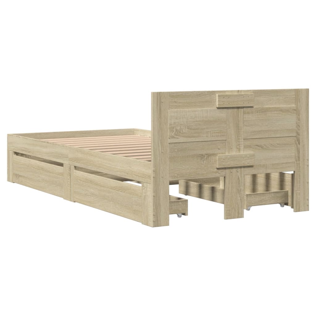 Giroletto con Testiera Rovere Sonoma 75x190cm Legno Multistrato