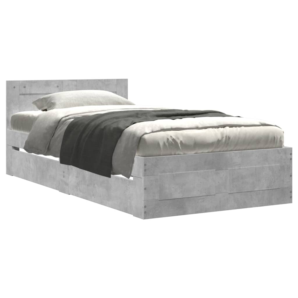 Giroletto Testiera Grigio Cemento 75x190 cm Legno Multistrato | homemem39