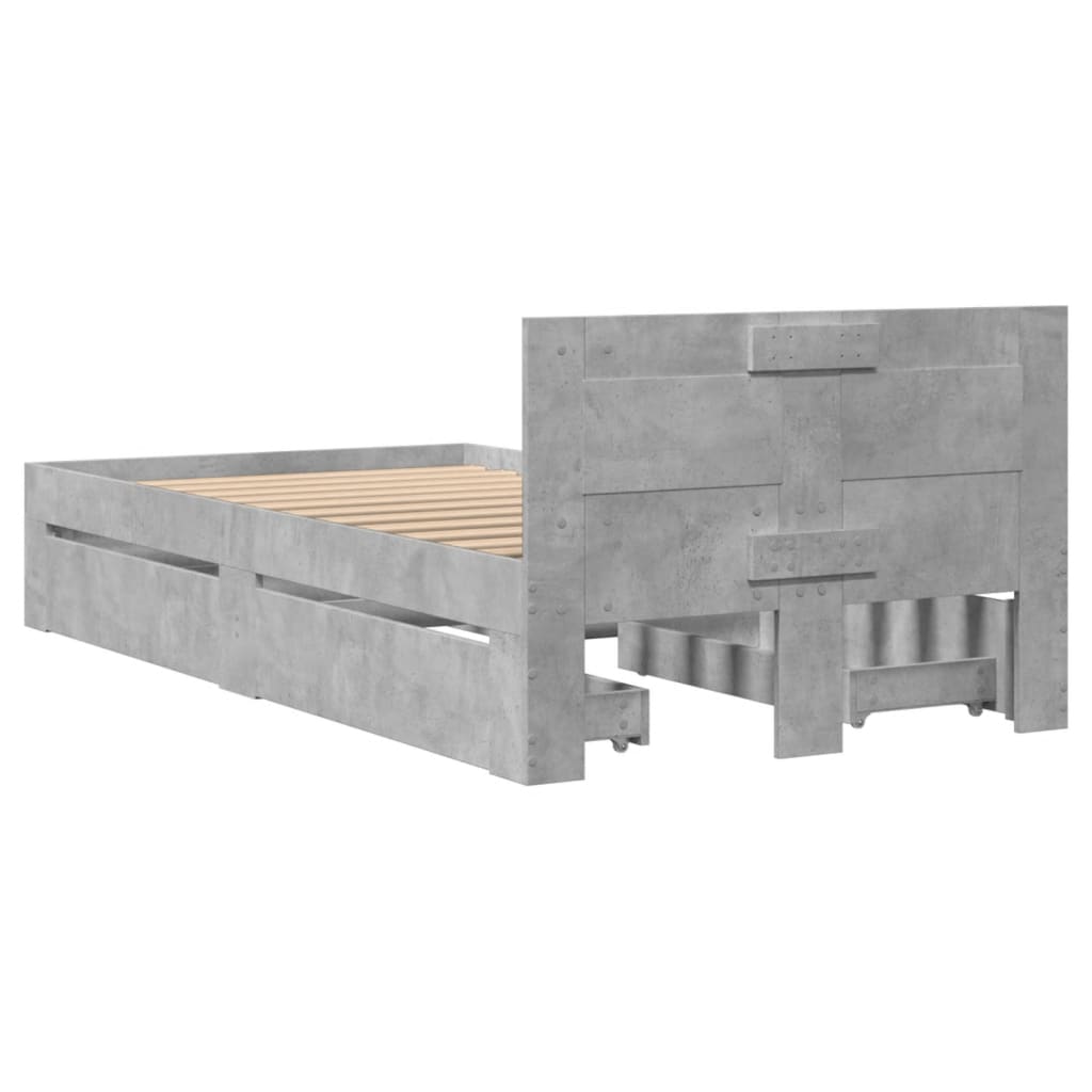Giroletto Testiera Grigio Cemento 75x190 cm Legno Multistrato | homemem39