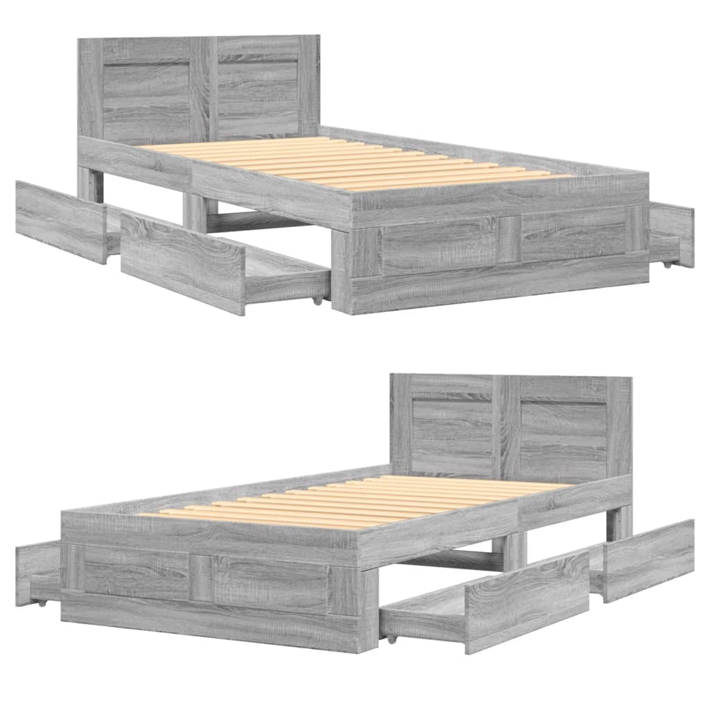 Giroletto Testiera Grigio Cemento 75x190 cm Legno Multistrato