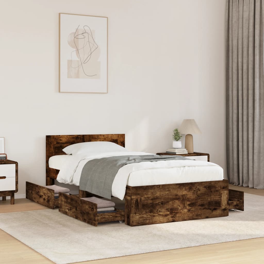 Giroletto con Testiera Rovere Fumo 75x190 cm Legno Multistrato | homemem39