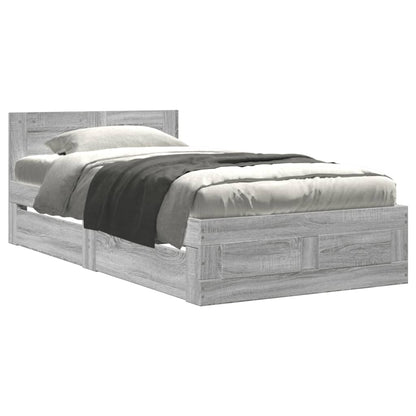 Giroletto con Testiera Grigio Sonoma 75x190cm Legno Multistrato