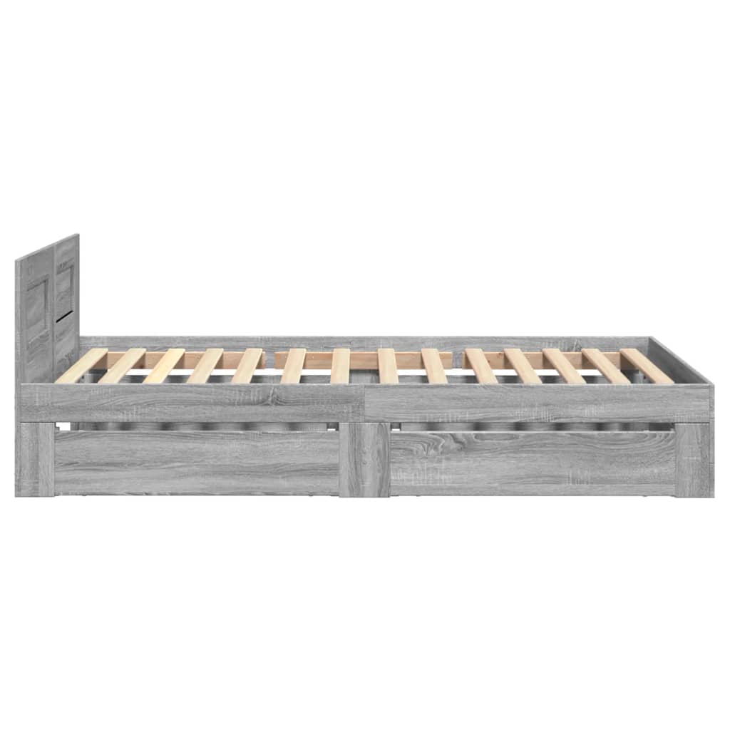 Giroletto con Testiera Grigio Sonoma 75x190cm Legno Multistrato