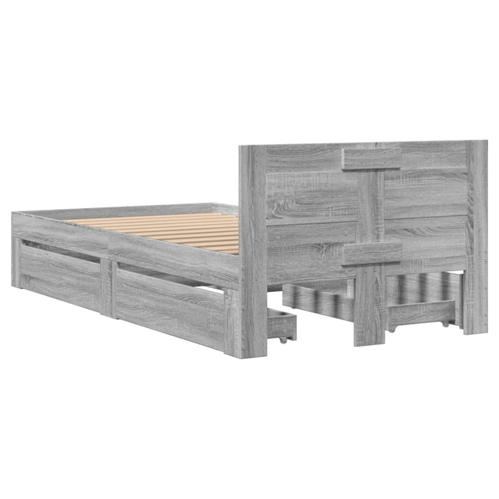 Giroletto con Testiera Grigio Sonoma 75x190cm Legno Multistrato