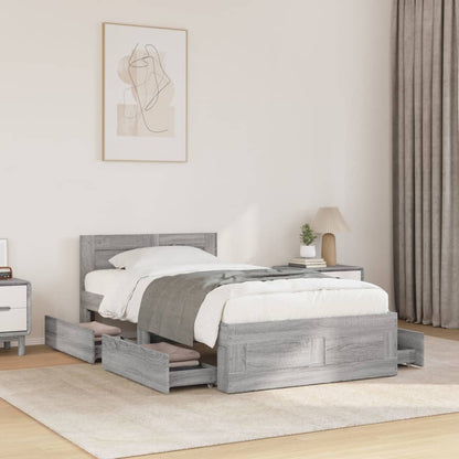 Giroletto con Testiera Grigio Sonoma 75x190cm Legno Multistrato