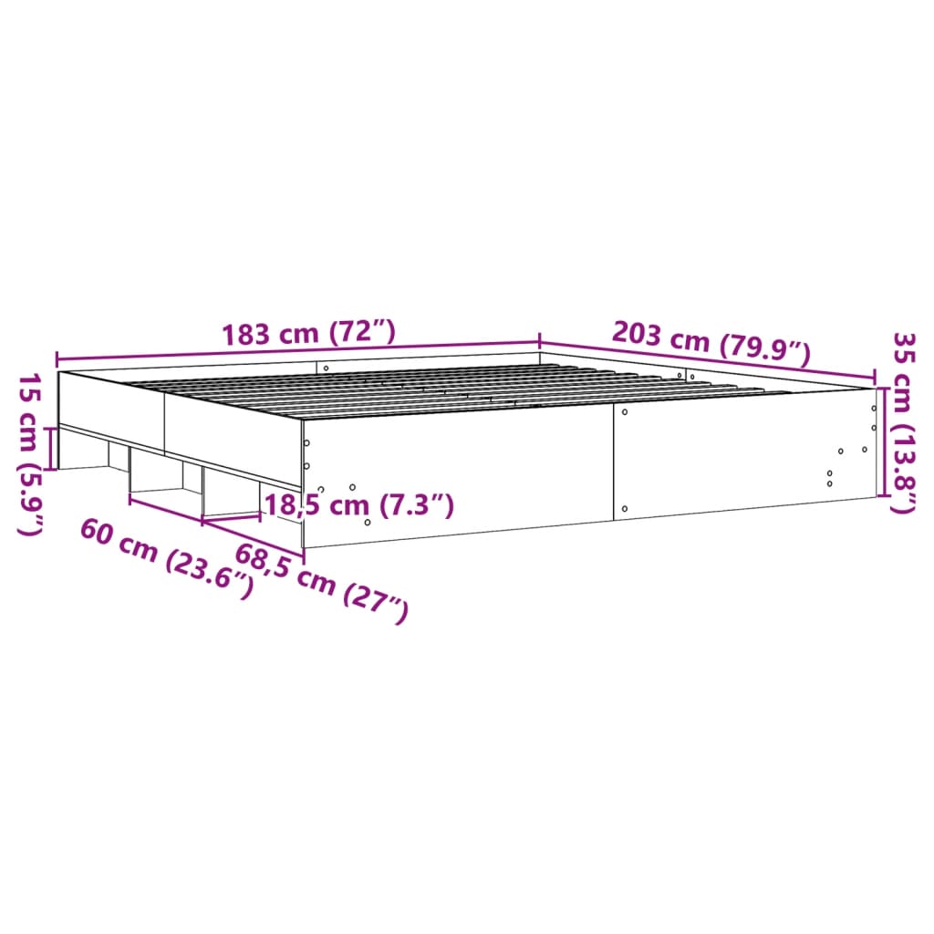 Giroletto senza Materasso Nero 180x200 cm in Legno Multistrato | homemem39