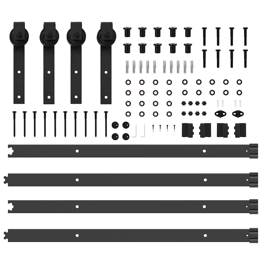 Kit di Binari per Porte Scorrevoli 152,5 cm Acciaio Nero | homemem39