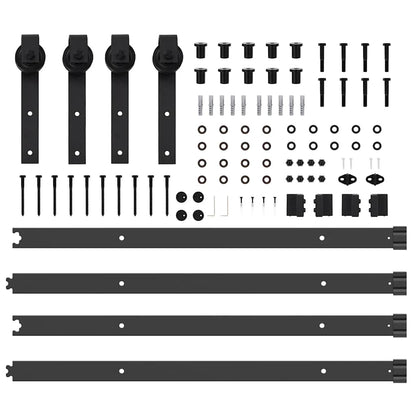 Kit di Binari per Porte Scorrevoli 152,5 cm Acciaio Nero | homemem39