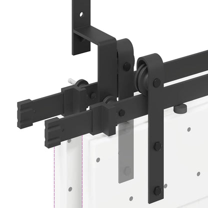 Kit di Binari per Porte Scorrevoli 152,5 cm Acciaio Nero | homemem39
