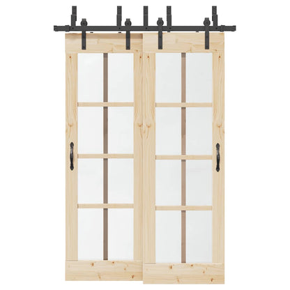 Kit di Binari per Porte Scorrevoli 152,5 cm Acciaio Nero | homemem39