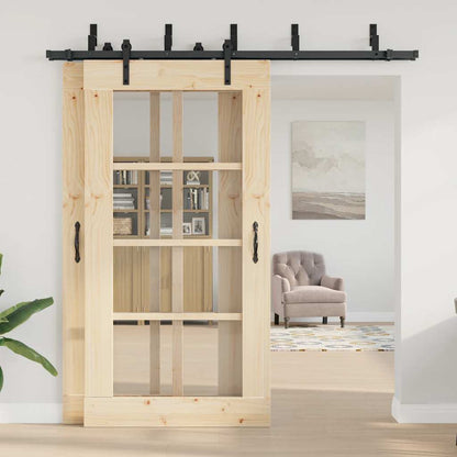 Kit di Binari per Porte Scorrevoli 213,5 cm Acciaio Nero | homemem39