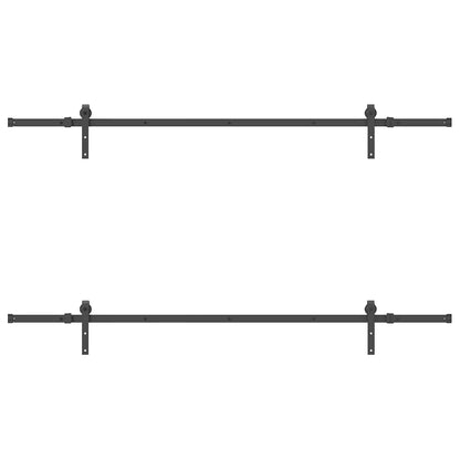 Kit di Binari per Porte Scorrevoli 213,5 cm Acciaio Nero