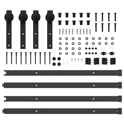 Kit di Binari per Porte Scorrevoli 213,5 cm Acciaio Nero | homemem39