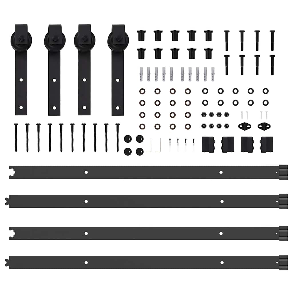 Kit di Binari per Porte Scorrevoli 213,5 cm Acciaio Nero