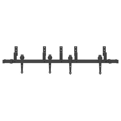 Kit di Binari per Porte Scorrevoli 152,5 cm Acciaio Nero | homemem39