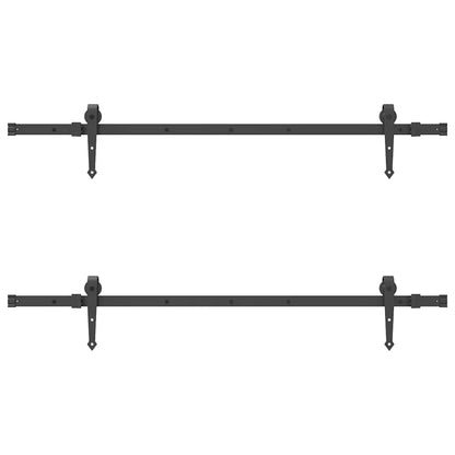 Kit di Binari per Porte Scorrevoli 152,5 cm Acciaio Nero | homemem39
