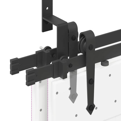 Kit di Binari per Porte Scorrevoli 152,5 cm Acciaio Nero | homemem39