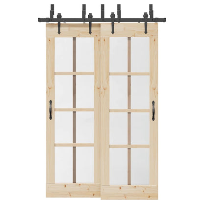 Kit di Binari per Porte Scorrevoli 152,5 cm Acciaio Nero | homemem39