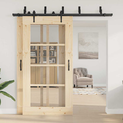 Kit di Binari per Porte Scorrevoli 213,5 cm Acciaio Nero | homemem39