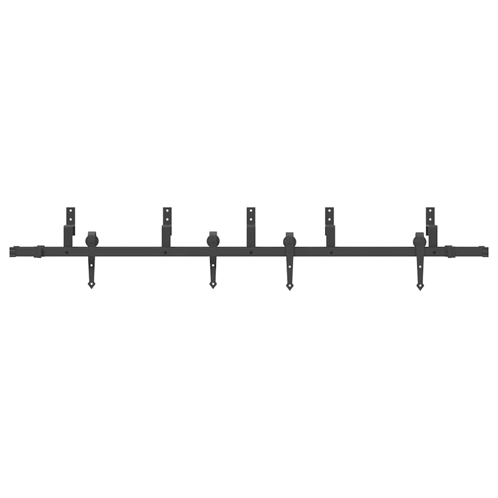 Kit di Binari per Porte Scorrevoli 213,5 cm Acciaio Nero | homemem39