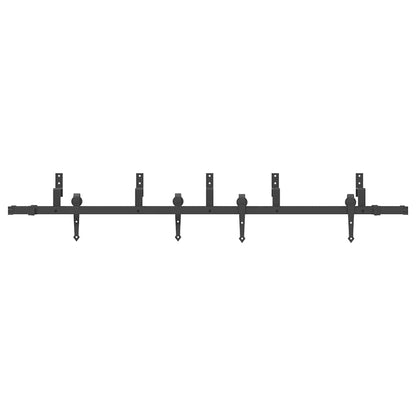 Kit di Binari per Porte Scorrevoli 213,5 cm Acciaio Nero | homemem39