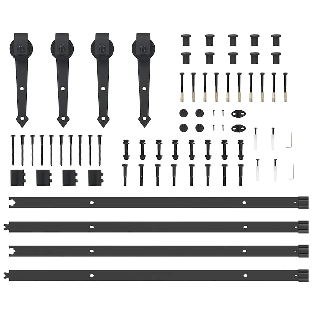 Kit di Binari per Porte Scorrevoli 213,5 cm Acciaio Nero | homemem39