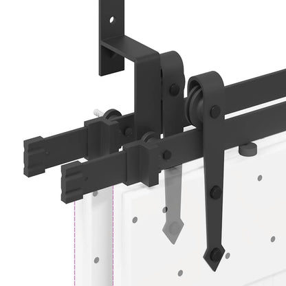 Kit di Binari per Porte Scorrevoli 213,5 cm Acciaio Nero | homemem39