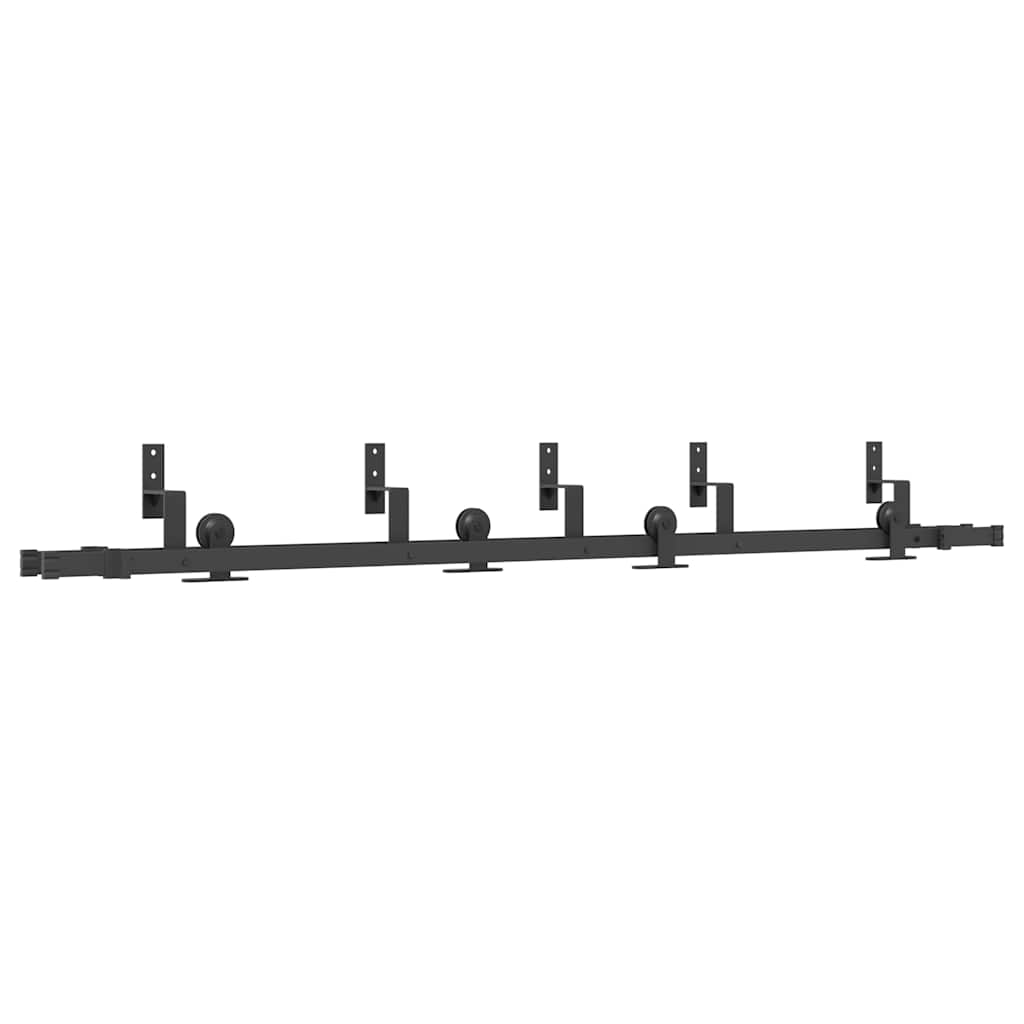 Kit di Binari per Porte Scorrevoli 213,5 cm Acciaio Nero | homemem39
