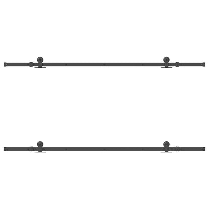 Kit di Binari per Porte Scorrevoli 213,5 cm Acciaio Nero
