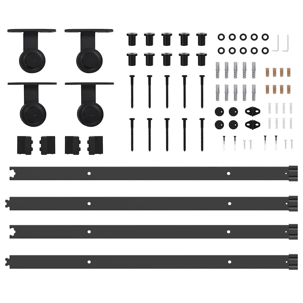 Kit di Binari per Porte Scorrevoli 213,5 cm Acciaio Nero | homemem39