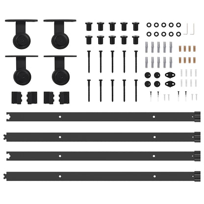 Kit di Binari per Porte Scorrevoli 213,5 cm Acciaio Nero