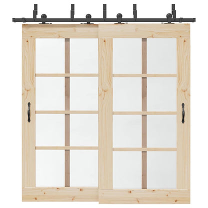 Kit di Binari per Porte Scorrevoli 213,5 cm Acciaio Nero