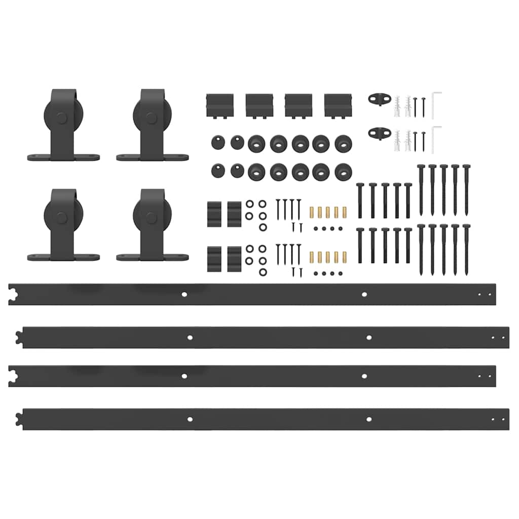 Kit di Binari per Porte Scorrevoli 183 cm Acciaio Nero | homemem39