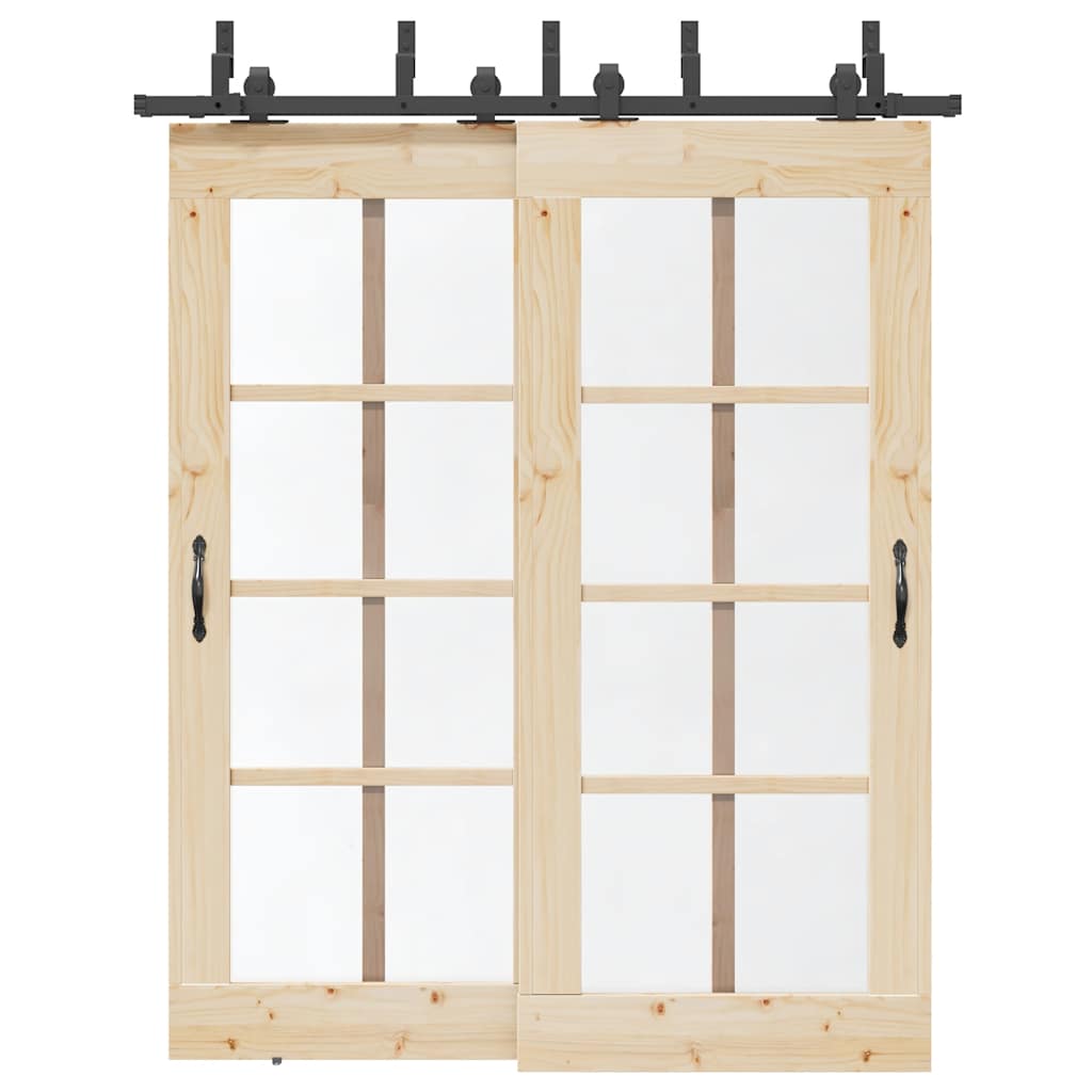 Kit di Binari per Porte Scorrevoli 183 cm Acciaio Nero | homemem39