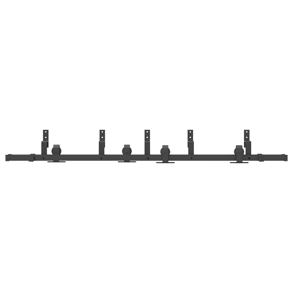 Kit di Binari per Porte Scorrevoli 200 cm Acciaio Nero | homemem39
