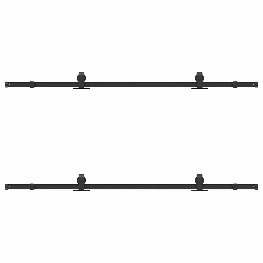 Kit di Binari per Porte Scorrevoli 200 cm Acciaio Nero | homemem39