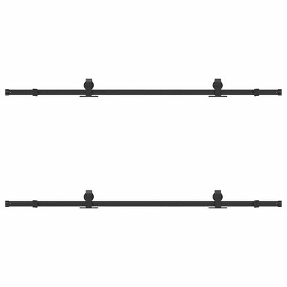 Kit di Binari per Porte Scorrevoli 200 cm Acciaio Nero | homemem39