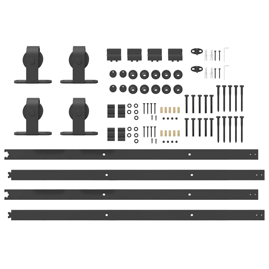 Kit di Binari per Porte Scorrevoli 200 cm Acciaio Nero | homemem39