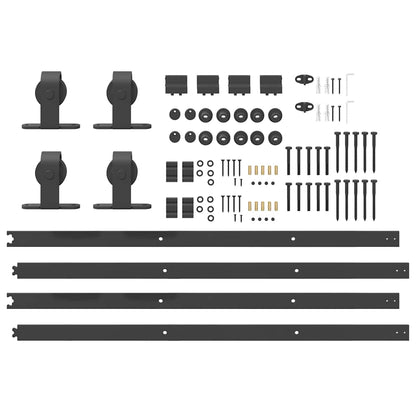 Kit di Binari per Porte Scorrevoli 200 cm Acciaio Nero | homemem39