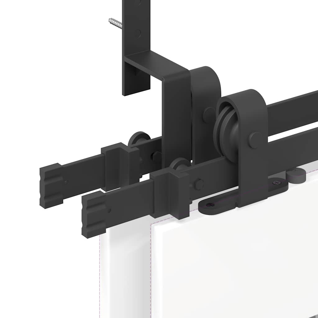 Kit di Binari per Porte Scorrevoli 200 cm Acciaio Nero | homemem39