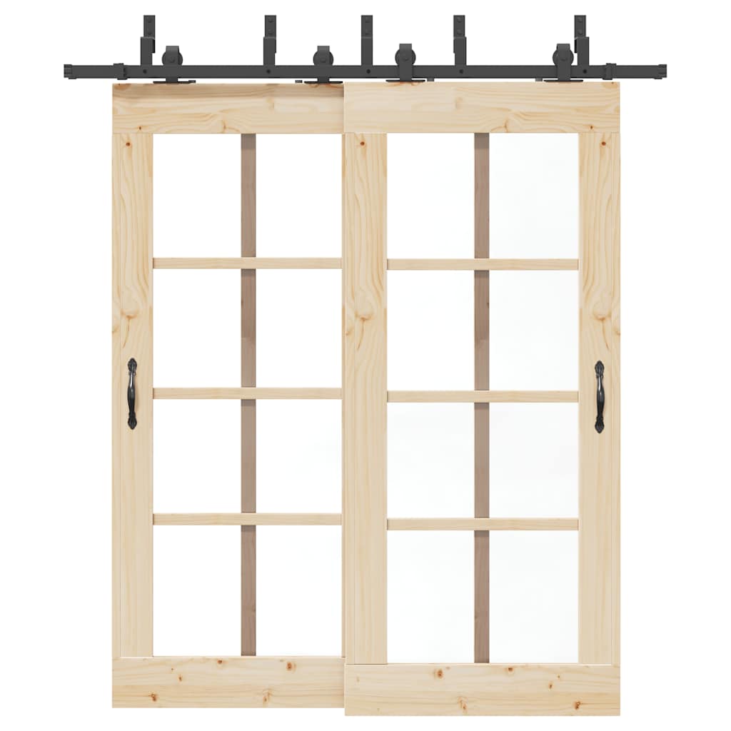 Kit di Binari per Porte Scorrevoli 200 cm Acciaio Nero | homemem39