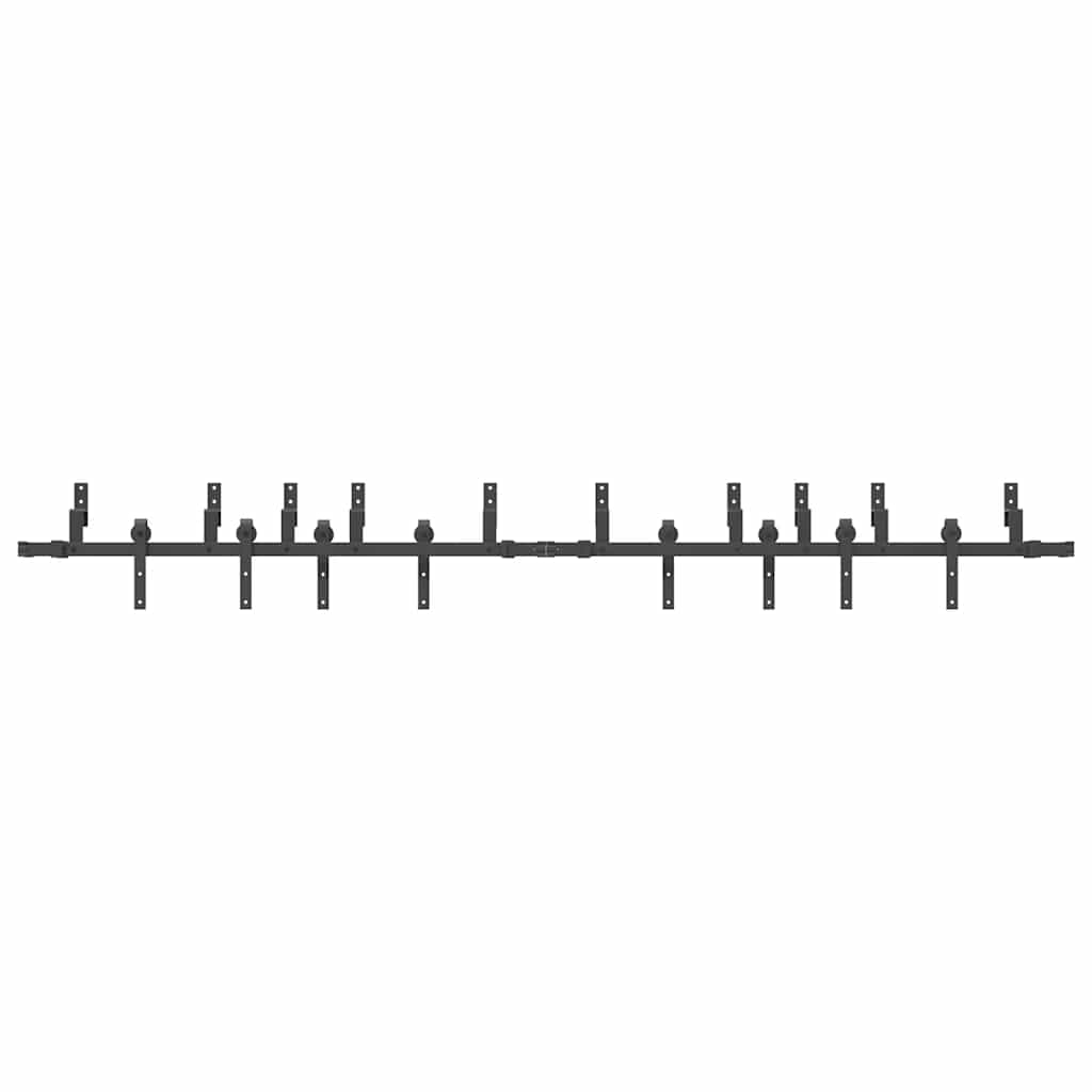 Kit di Binari per Porte Scorrevoli 305 cm Acciaio Nero