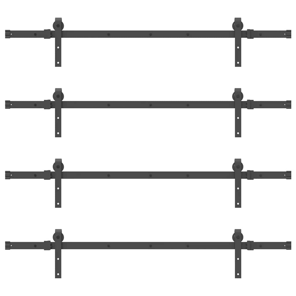 Kit di Binari per Porte Scorrevoli 305 cm Acciaio Nero | homemem39