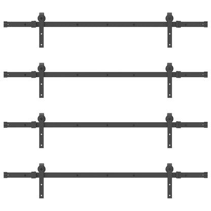 Kit di Binari per Porte Scorrevoli 305 cm Acciaio Nero