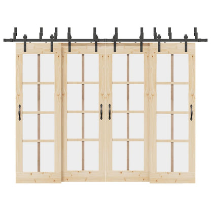 Kit di Binari per Porte Scorrevoli 305 cm Acciaio Nero