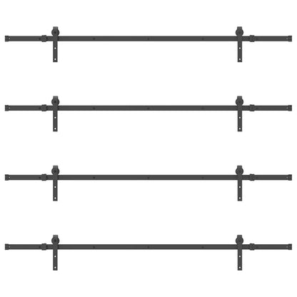 Kit di Binari per Porte Scorrevoli 427 cm Acciaio Nero