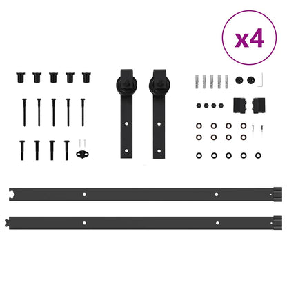 Kit di Binari per Porte Scorrevoli 427 cm Acciaio Nero